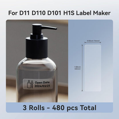 NIIMBOT Thermal Label 3 Rolls Set Home School Office Storage and Organization for NIIMBOT D11 D110 D101 H1S Label Maker (1440CLEAR)