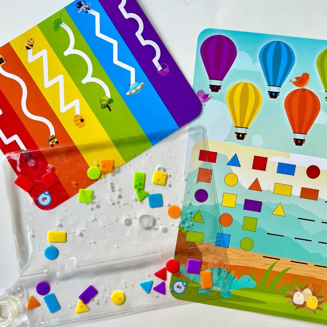 Learning Resources Multicolour Sensory Toy - Shapes & Colours - Improves Hand-Eye Coordination & Fine Motor Skills - Includes 1 Pad, 24 Shapes, 8 Activity Cards & Guide - Ages 3+