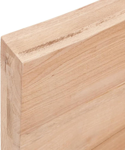 Light Brown Oak Wood Tabletop, 80 x 40 x 6 cm, Solid Treated Wood, Live Edge Design, Replacement for Coffee Table, Dining Table, Desktop Surface, Kitchen Countertop