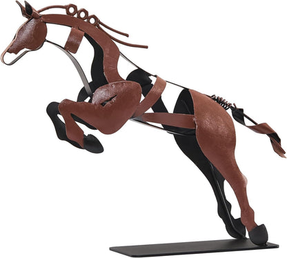 SunBlogs Art Horse Statue, Unique Metal Art Handmade Sculpture for Home Decor, Rustic Decor, Gifts for Horse Lovers (Brown)