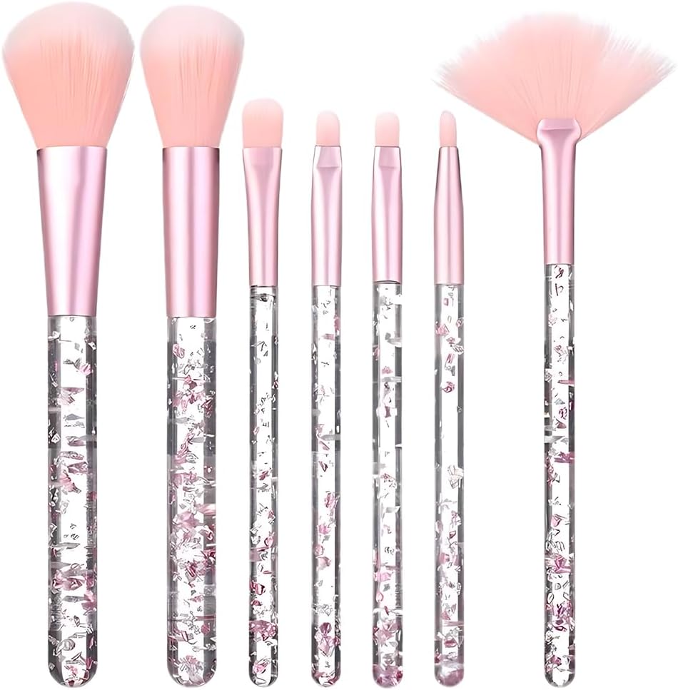 Zeayebsr 7 Pieces Make Up Brushes, Fan Makeup Brushes Premium Set, Professional Cosmetic Accessories with Cosmetic Bag, for Foundation Concealers Eyeshadows and Eyebrows, Gift Ideas