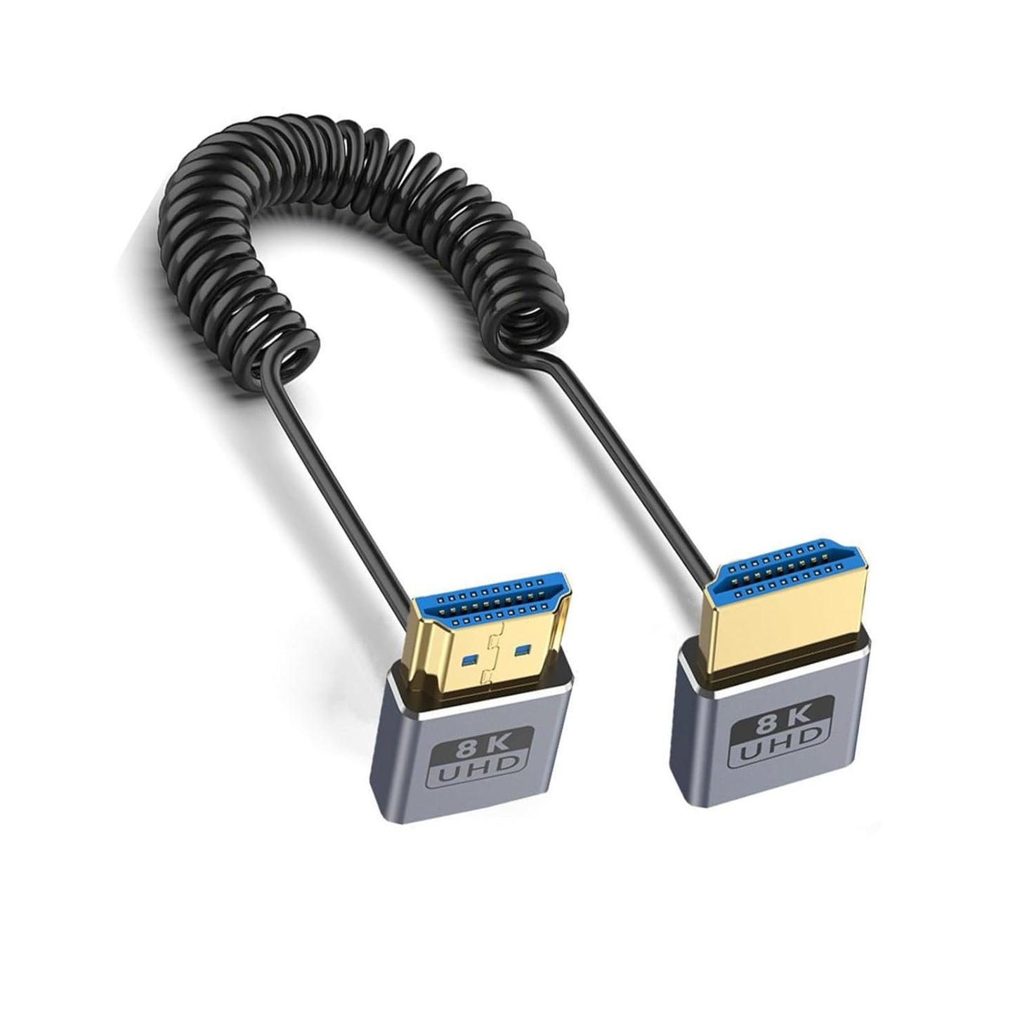 QMQJIA 2.1 Version Coiled Video Cord 8K@60Hz Extension Cable 48Gbps for 1080p Video Streaming Line Extension Line