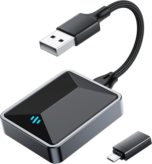 Volam Carplay Wireless Adapter, 2 in 1 A-pple Carplay Android Car Wireless Dongle with Plug and Play, High Speed 5.8 GHz, Low Latency, Compatible with Cars from 2016 Onwards, IOS 10+, Android 11+