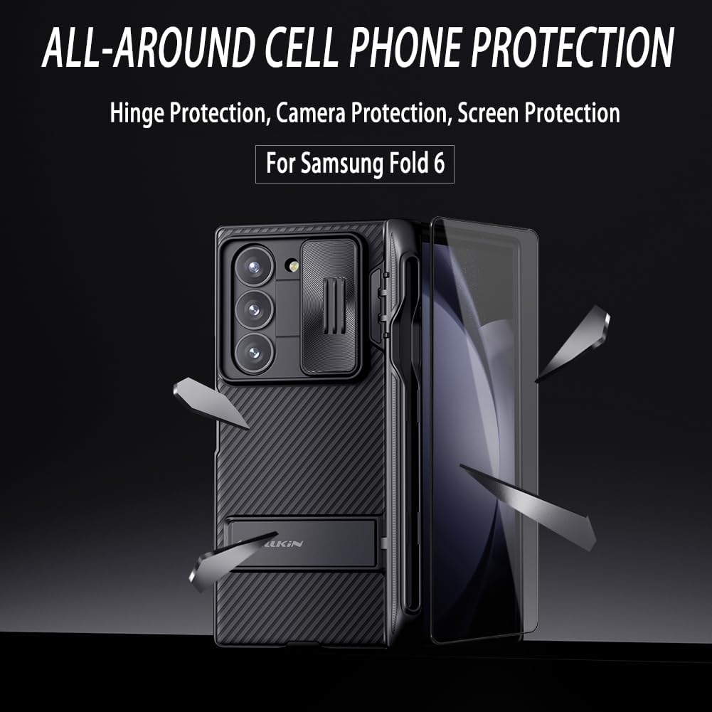 COCOING for Samsung Z Fold 6 Case with [S Pen Fold Edition] & Slide Camera Cover & Pen Holder,with Screen Protector&Kickstand Phone Case for Samsung Galaxy Z Fold 6