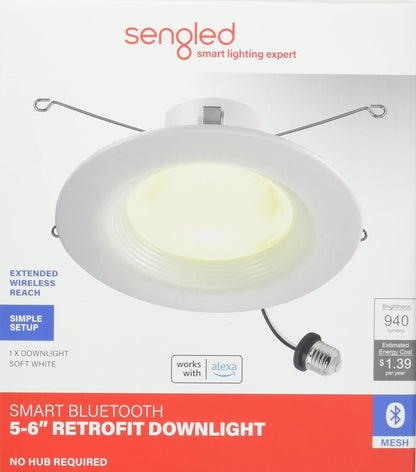 Sengled Smart Recessed Lighting, 5/6 inch, S1 Auto Pairing with Alexa Devices, Led Lights, Smart Can Lights Retrofit Work with Alexa, Smart LED Downlight, ‎Warm Light Bulbs, Conversion Kit, 1-Pack