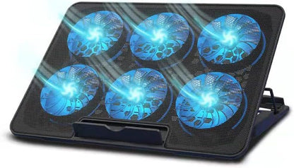 Laptop Cooling Pad, Necomi® Laptop Cooler Stand with 6 Quiet Cooling Fans and 6 Height Adjustable Dual USB Powered Gaming Cooling Stand for 12-17 Inch Desktop Computer