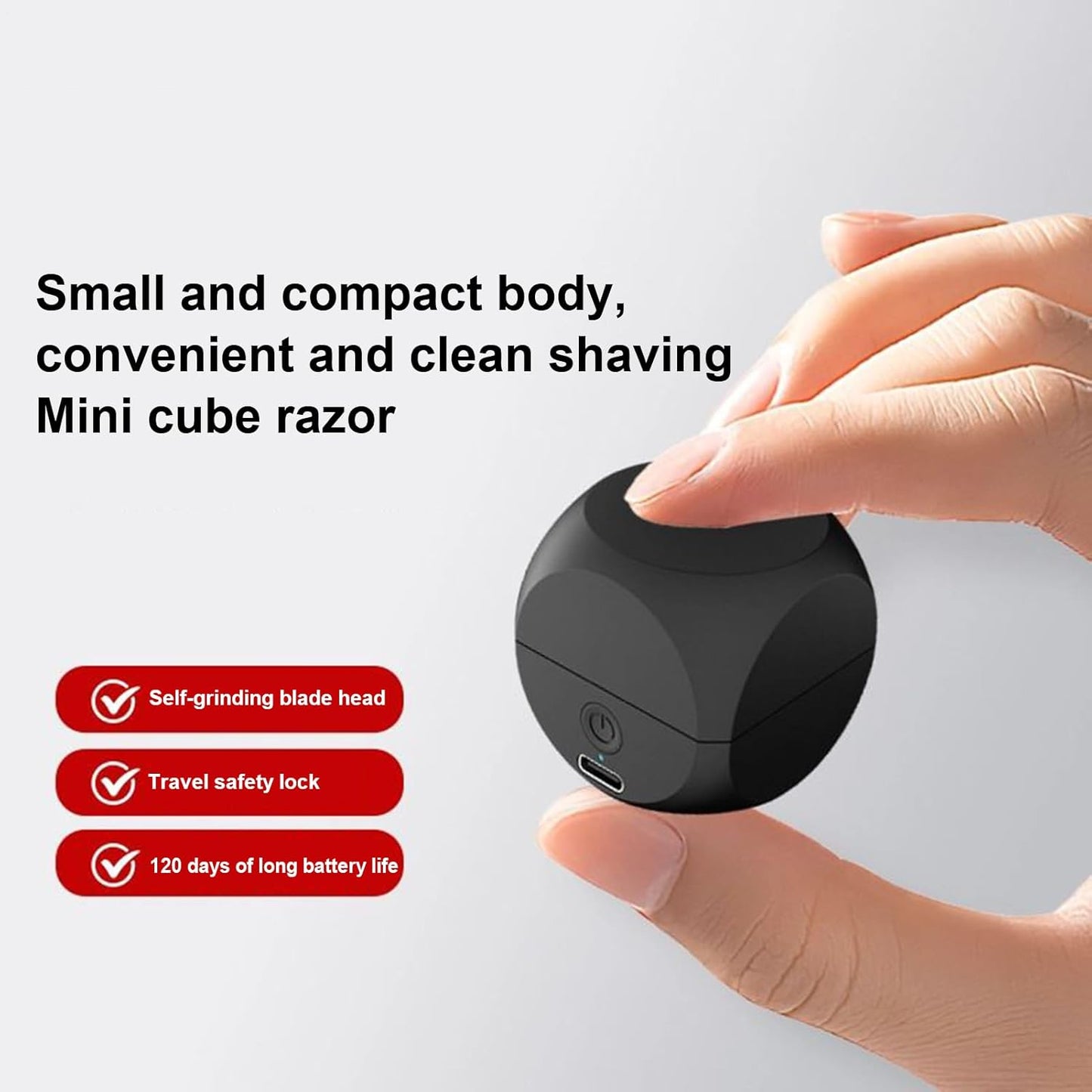Electric Shaver, Dice Shape Portable Face Shaver, Boyfriend Hygiene Device, Compact Beard Trimmer, Daily Grooming Tool for Boyfriends, Husbands, and Men, 1.65x1.65x1.65 Inches
