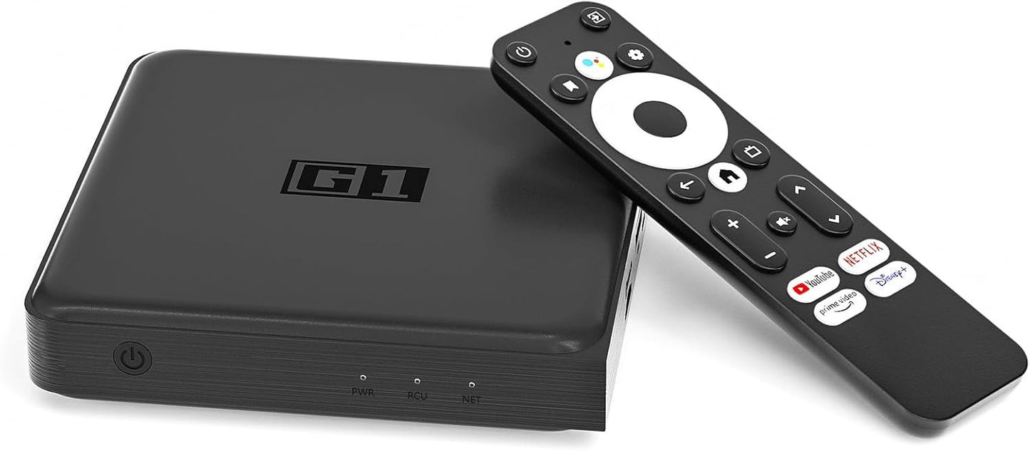 Android TV 11.0 TV Box, G1 Smart TV Box Compatible with Netflix Google, 4GB + 32GB Streaming Box, 4K 60fps HDR 10+, Google Assistant,Dolby Vision&Audio,AV1, Wi-Fi 6, BT 5.0 Amlogic S905X4