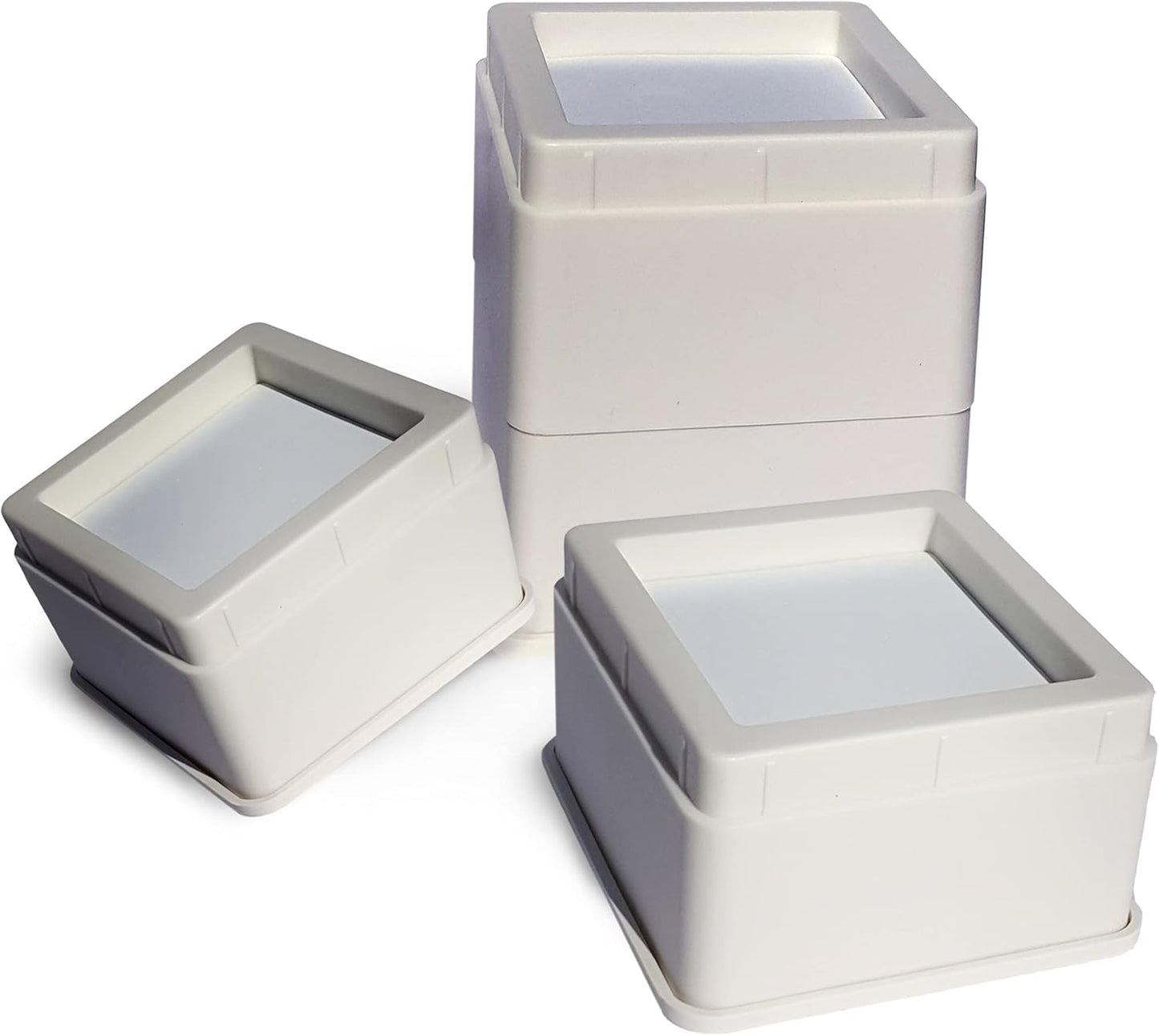 Regal Risers - Bed Risers, Set of 4, Stackable 5cm (2") high - Stylish, Modern Furniture Risers with Non-Scratch, Non-Slip Base - Extra Sturdy for Couch, Chair, Table and Beds (White)