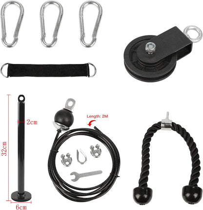 LFJ LAT Pull Down and Lift Weight Pulley System Cable Machine Pulley Attachment for Triceps Pull Down, Biceps Curl, Back, Forearm, Shoulder Home Gym Equipment