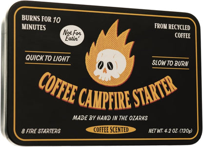 Coffee Campfire Starter, All-Natural Fire Starter Made from Recycled Coffee for Outdoor Campfires, Outdoor Firepits, Indoor Fireplaces, Charcoal and Wood Grills - 1 Count (8 Starters)