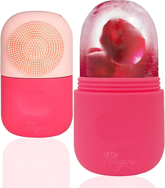 LAC FOR YOU Ice Roller Face – Ice Roller + Face Cleaning Brush – Skincare Accessories to Reduce Swelling and Shrink Pores