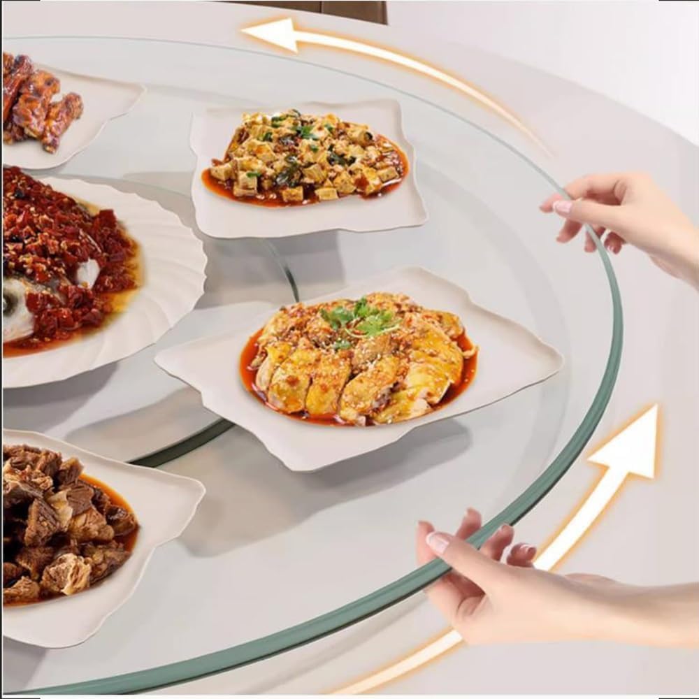 EMENAR 20in Dining Table Lazy Susan Turntable Tempered Glass Lazy Susan Transparent Round Rotating Tray Kitchen Serving Plate for Tabletop (Size : 60cm/24in)