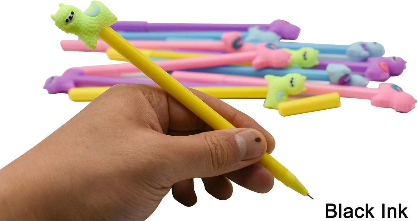Maydahui 12PCS Alpaca Gel Pen Cartoon Sheep Llama Animal Pens Cute Colorful Writing Pen Black Ink for School Office Stationery Supplies