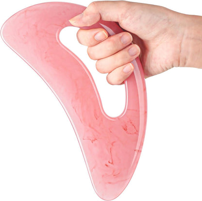 Scienlodic Gua Sha Massage Tool with Handle (Resin) Larger Guasha Scraping Tool for Back Neck Face Leg Massage, Lymphatic Drainage, Cellulite Remove - Large