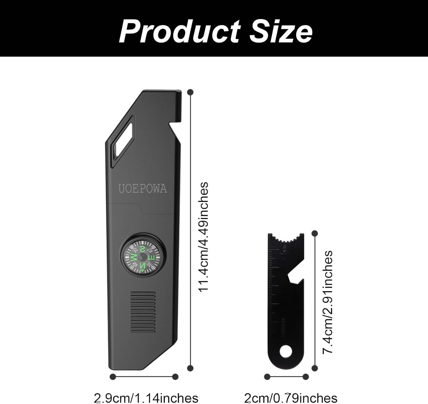 UOEPOWA Multifunctional Survival Tool, with Compass, Storage Room and Whistle - Outdoor Survival Kit, Essential Camping and Hiking Gear for Emergency Rescue