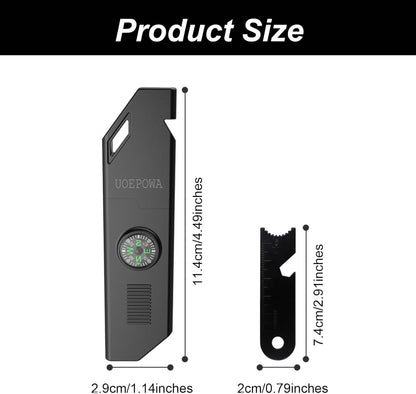 UOEPOWA Multifunctional Survival Tool, with Compass, Storage Room and Whistle - Outdoor Survival Kit, Essential Camping and Hiking Gear for Emergency Rescue