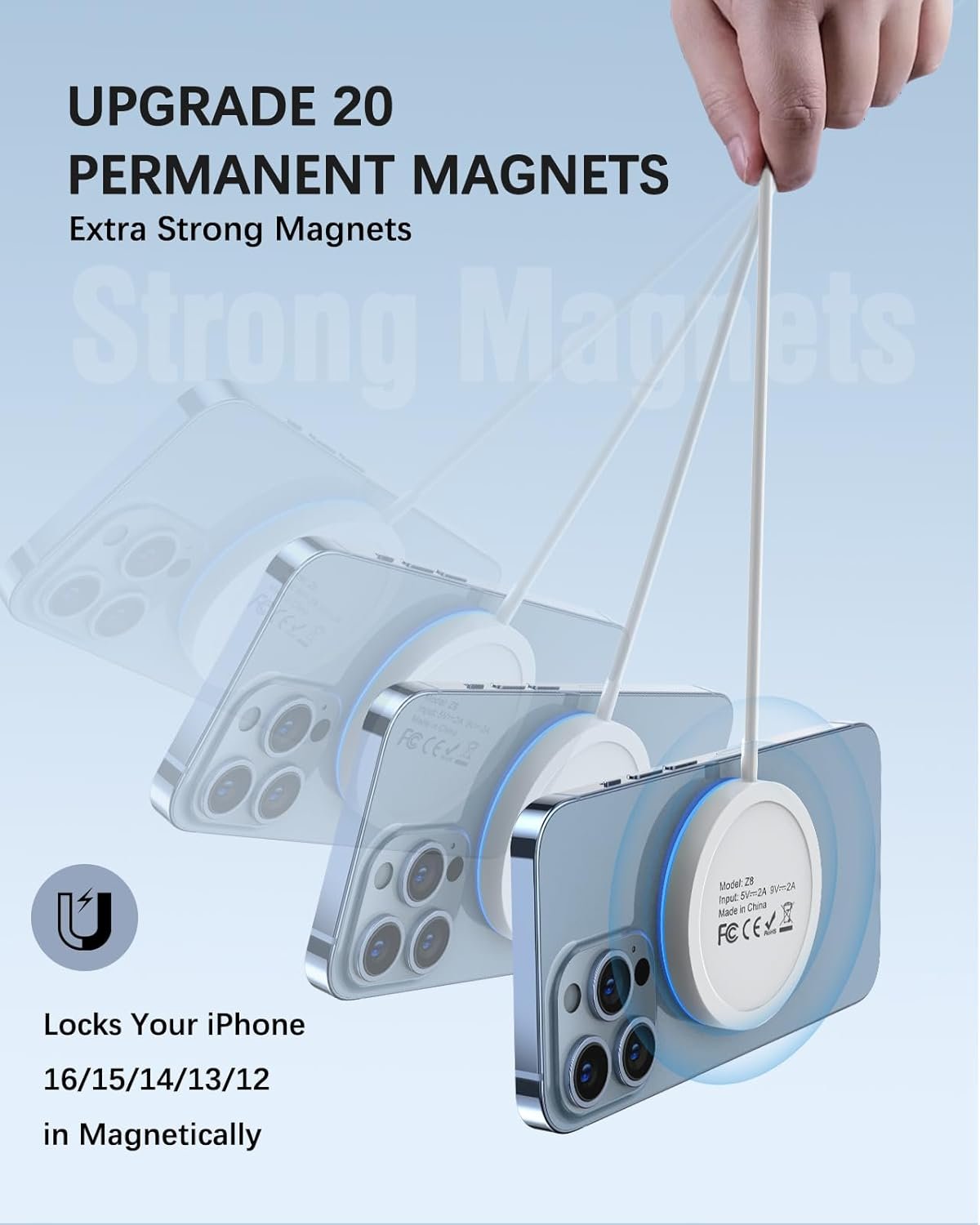 Magnetic Wireless Charger 15w Mag-Safe Charger for iPhone 16 Pro Max/16 Pro/16/16 Plus/15/14/13/12 Series AirPods 3/2/Pro/Pro 2 LED Magnet Charging Pad Induction Chargers with Dual Charging Ports