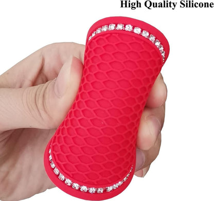 2 Car Cup Holder Coaster and 1 Crystal Rhinestone Engine Push Start Stop Button Cover Decoration, Interior Accessories for Women, Sticker Bling Ignition Ring (Blingred)