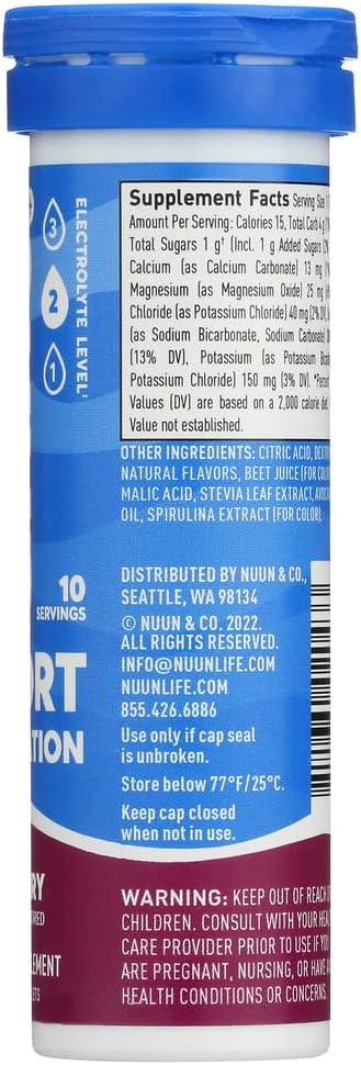 nuun Hydration Tri-Berry Electrolyte Enhanced Drink Tabs (6-Pack of 10 Tablets)