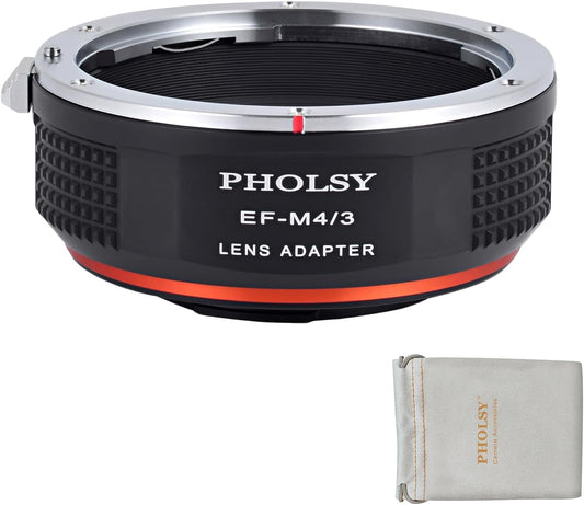 PHOLSY EF-MFT Manual Focus Lens Adapter Compatible with Canon EOS EF EF-S Lens to Micro Four Thirds M4/3 (MFT Micro 4/3) Camera Body Compatible with Olympus Panasonic Lumix