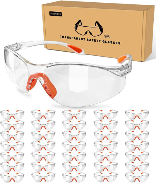 36 Packs Orange Safety Glasses for Men and Women - Clear Working Glasses and Goggles for Ultimate Eye Protection