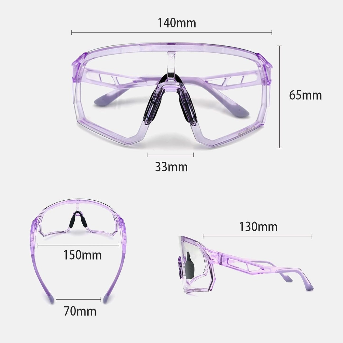 Wynthorix VeilGlam Pickleball Glasses for Women Photochromic Lens Protective Eyewear UV Protection Safety Sunglasses ANSI Z87 Anti Fog Scratch Tennis Squash Racquetball Goggles (Purple, Medium-Large)