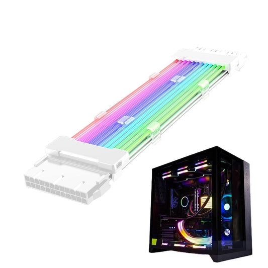 ATX Cable Extension | RGB Extension Cable with Light Effect|26.5cm ATX Supply Cables | ATX Cable Extension |Wire Extension ATX Energy Cable | Color Mode ARGB Cable Extension Kit Synchronized PSU Cable
