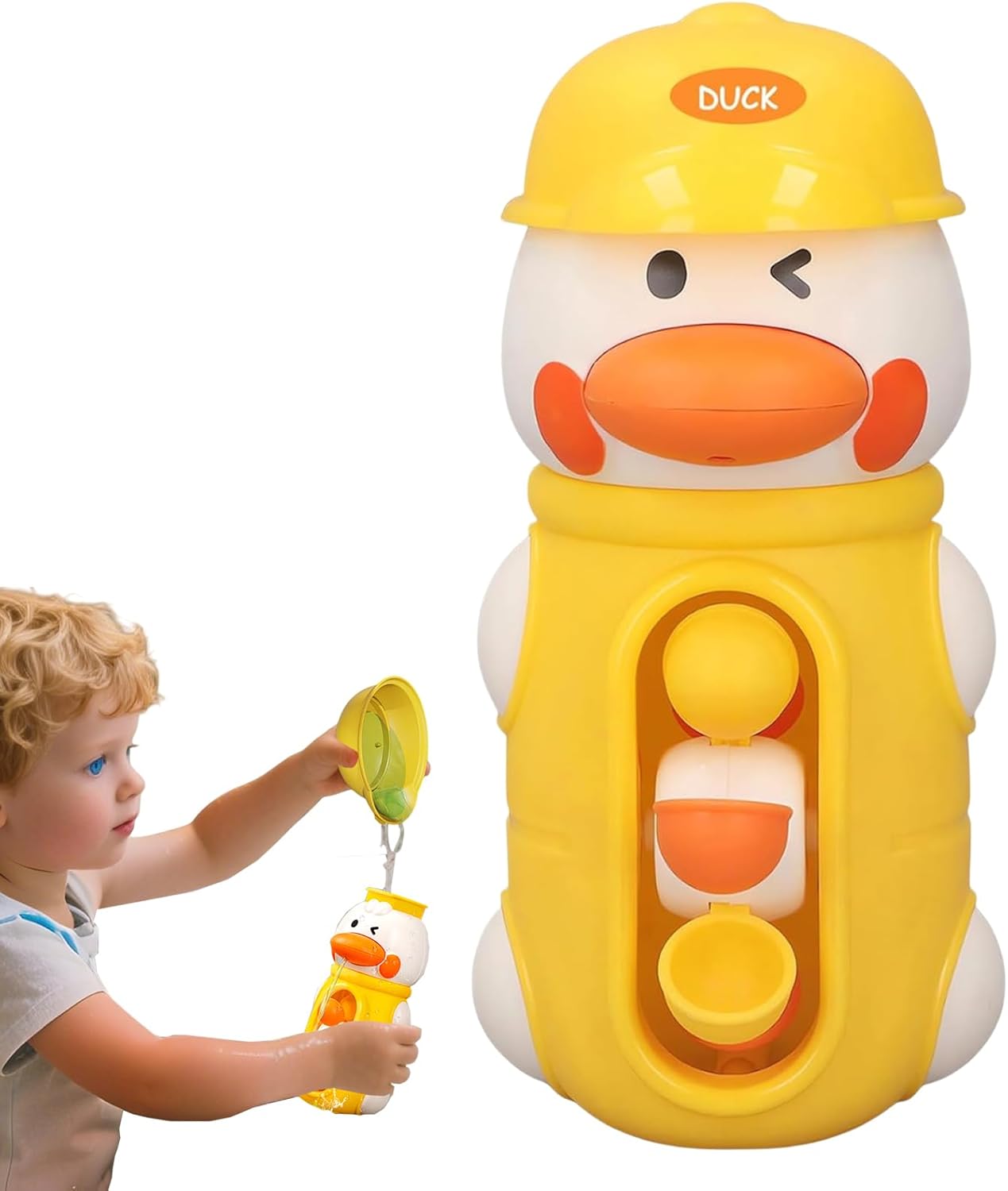 Bath Toys Kids, Duck Shaped Water Play, Rotatable Waterwheel Game, Sensory Shower Fun, 6.46x3.54 Inches, Interactive Activity for Ages 2-4, Boys, Girls, Birthday