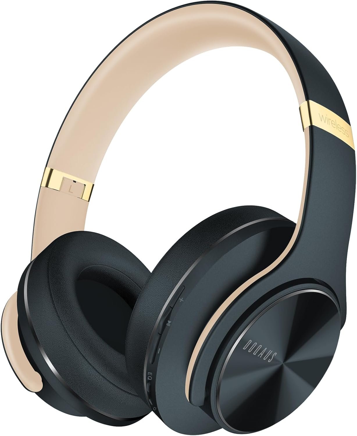 DOQAUS Bluetooth Headphones, [90 Hrs Playtime] Headphones Bluetooth Wireless with 3 EQ Modes, Hi-Fi Stereo Wireless Headset with Microphone and Comfortable Earpads for iPhone/PC/Travel (Shadow Gray)