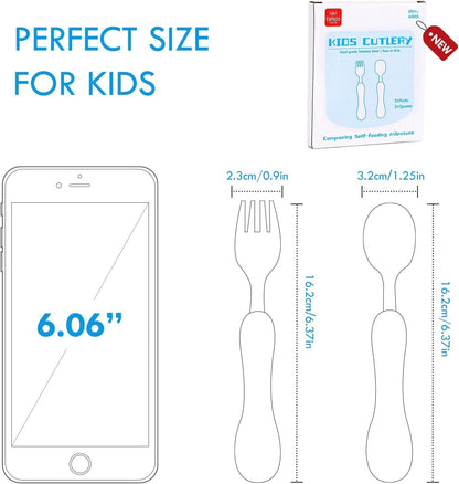 Lehoo Castle Toddler Cutlery Spoon and Forks, 6pcs Stainless Steel Dinosaurs Toddler Utensils Set, Toddler Spoons Forks Self Feeding Incudes 3 x Spoons, 3 x Forks