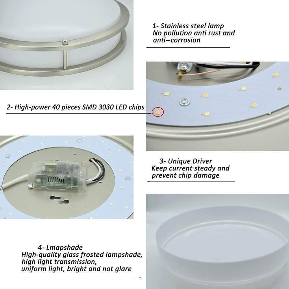 Depuley 30W Modern LED Ceiling Light with Remote, 35.5 cm Dimmable Surface Mount Ceiling Lamp Fixture for Bedroom Kitchen Dining Room Lighting, Timing, 3000K-6000K 3 Lights Color Changeable