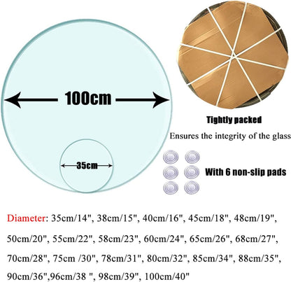 Trasparente Round Table Surface, Glass Table Tops 60-70 cm, DIY Circular Glass, Heavy-Duty Table Cover, Stylish Home Decor, Durevole Crystal Tabletop for Dining Gold Coffee Tavoli