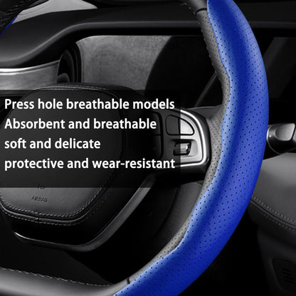 TSUGAMI Car Steering Wheel Cover, Nappa Leather Segmented Steering Wheel Protector, Car Interior Accessories, Anti-Skid & Breathable, Universal 15 Inch, Fit for Most Vehicles, SUV, Truck (Blue)
