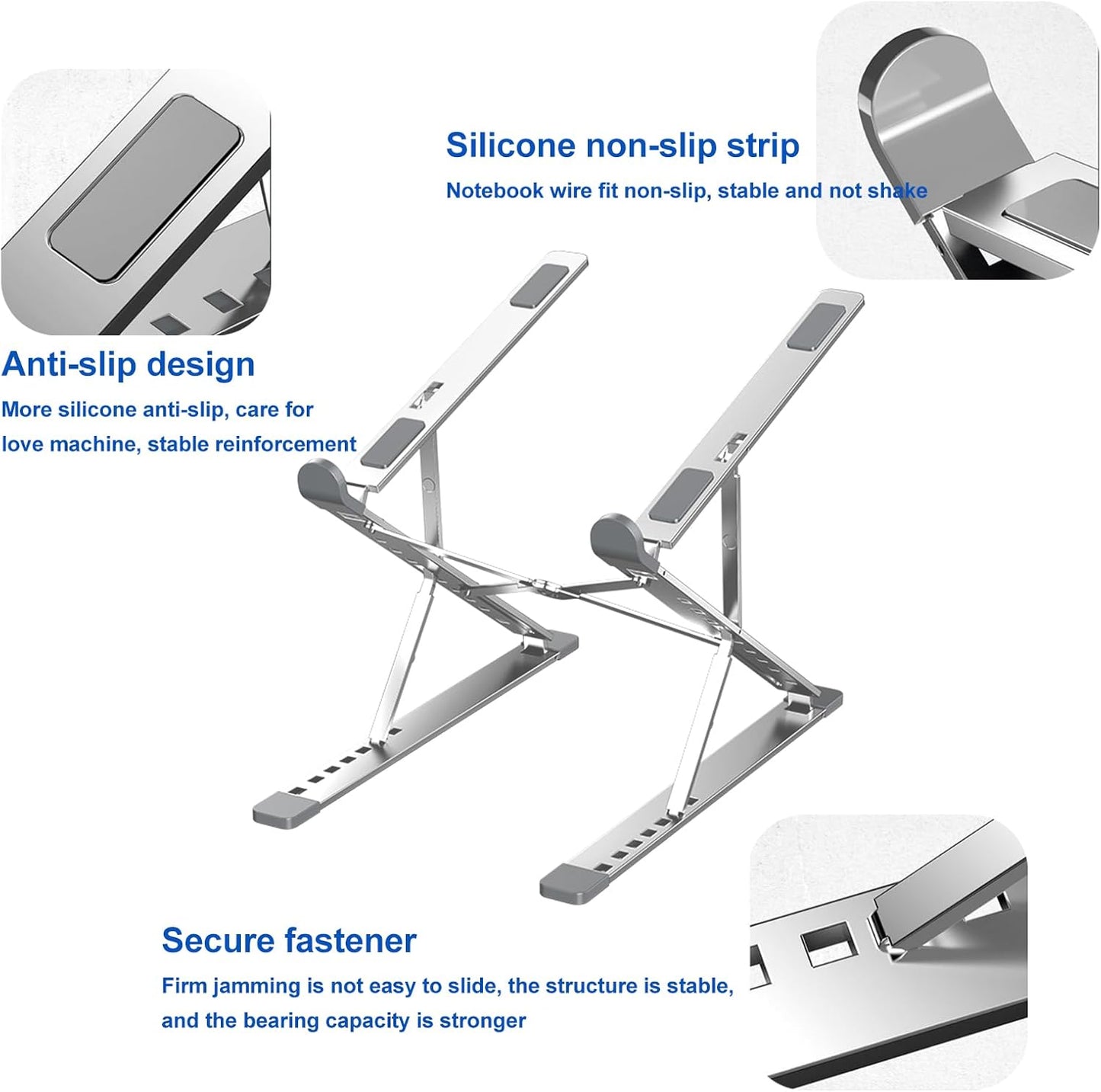 Laptop Stand Kamoon Portable Adjustable Tablet Computer Stand Aluminum Alloy Folding Laptop Stand Compatible MacBook Air Pro, HP More 10-15.6" Laptops & Tablet (Silver-2)