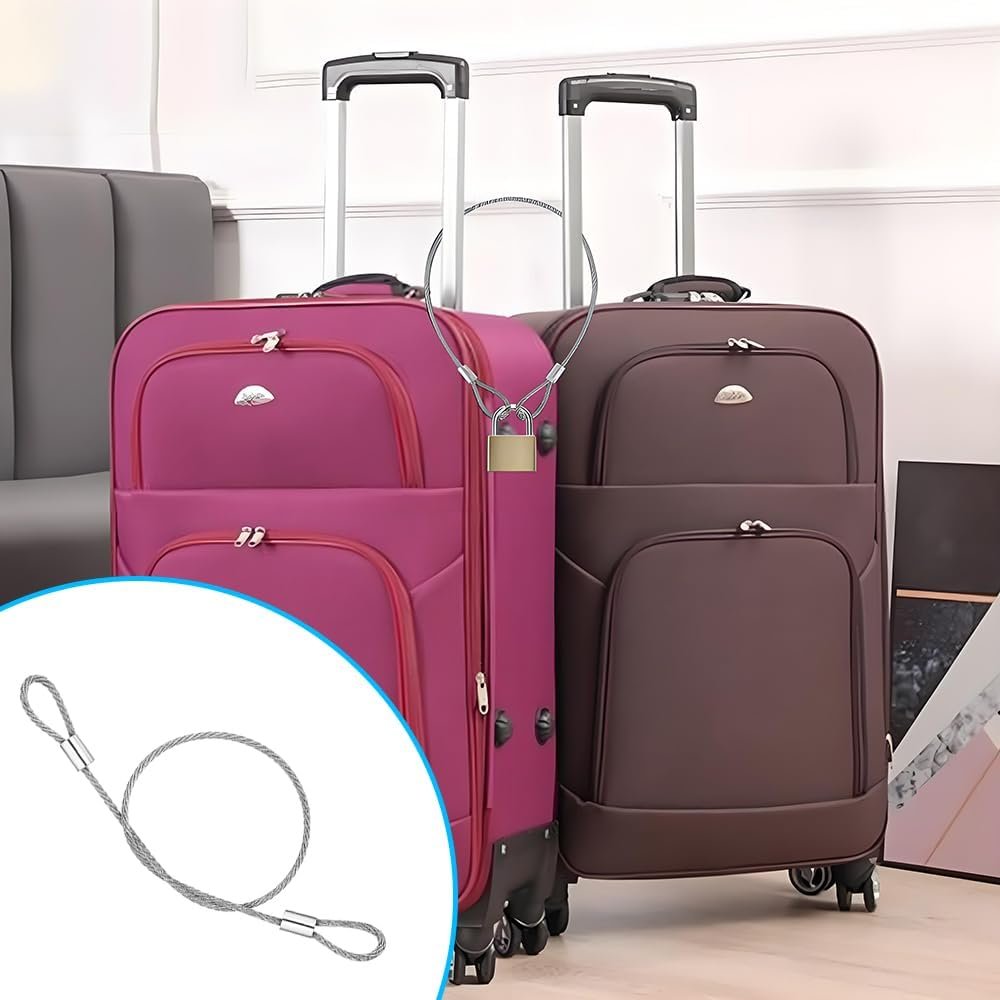 5 pcs 31cm Anti-Theft Security Cable, Travel,Cable Lock,15mm Flexible Braided Steel Safety Wire Rope with Double Loop