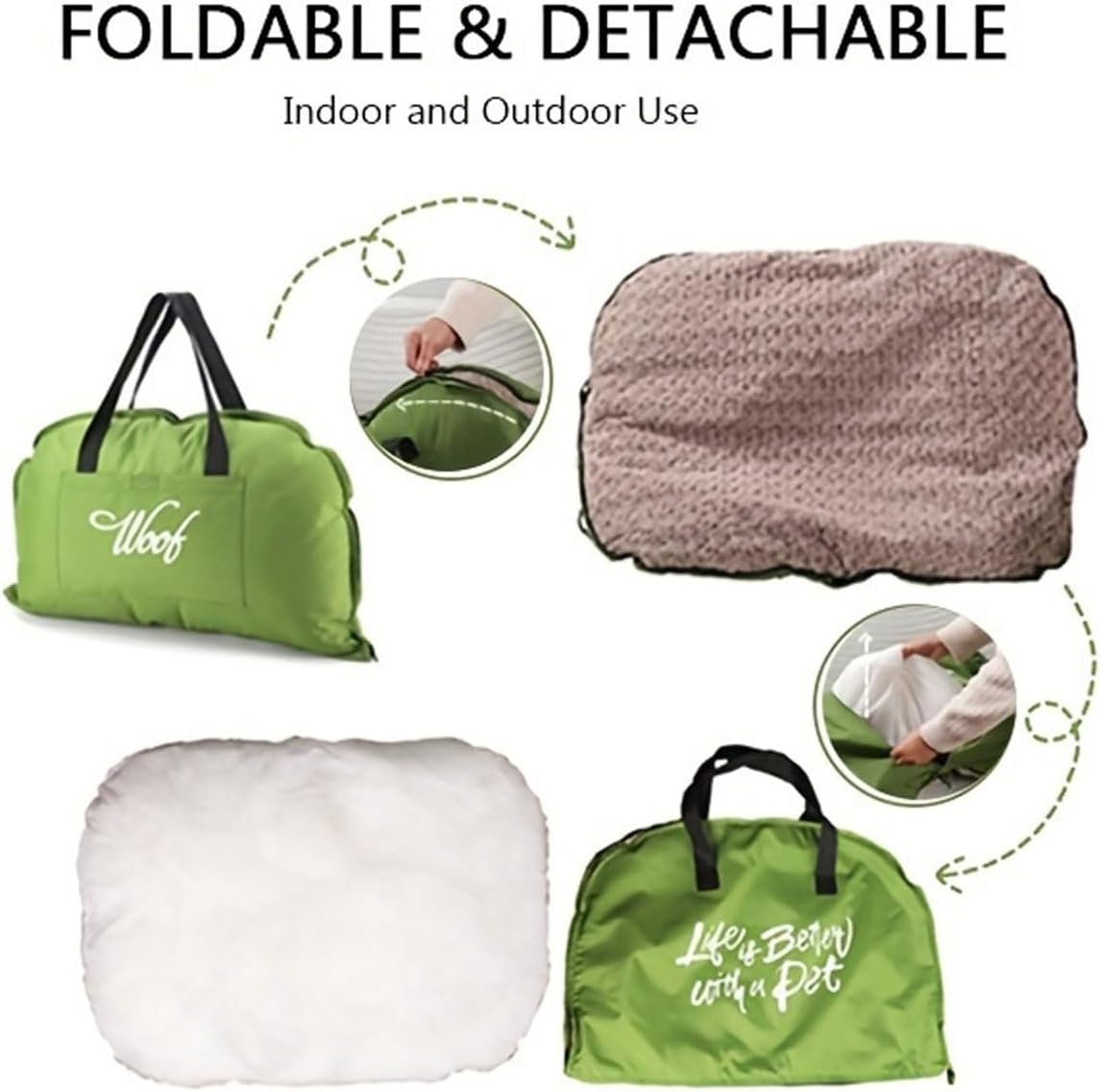AIMALL Portable Waterproof Dog Mat â€“ Foldable Pet Bed with Zipper, Outdoor Travel Cushion for Cats & Dogs, Teflon Fabric, Easy to Carry & Clean