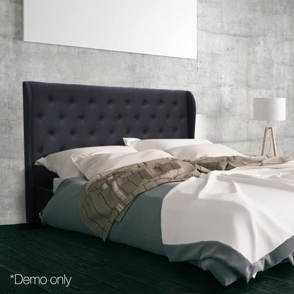 Artiss Queen Bed Frame Platform Wingback Headboard Frames Gas Lift Beds Base with Storage Space Bedroom Room Decor Home Furniture, Upholstered with Charcoal Faux Linen Fabric + Foam + Wood
