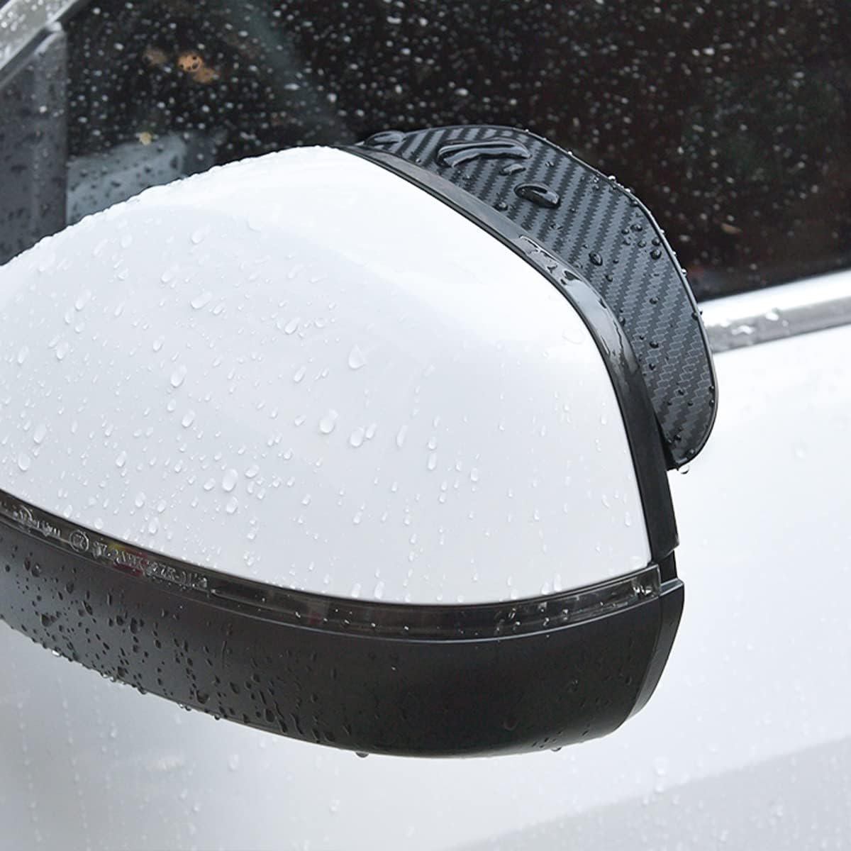 Blilo 2PCS Smoke Visor Guards for Car Side Mirrors - Waterproof Carbon Fiber Auto Rain Eyebrows for Cars, Trucks and SUVs - Universal Fit (Black)