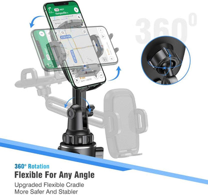 [Upgraded Version] Cup Holder Phone Mount,Miracase Long Neck Never Shake Car Cup Phone Holder Cradle Car Mount for iPhone, Samsung, Google and All Cell Phones