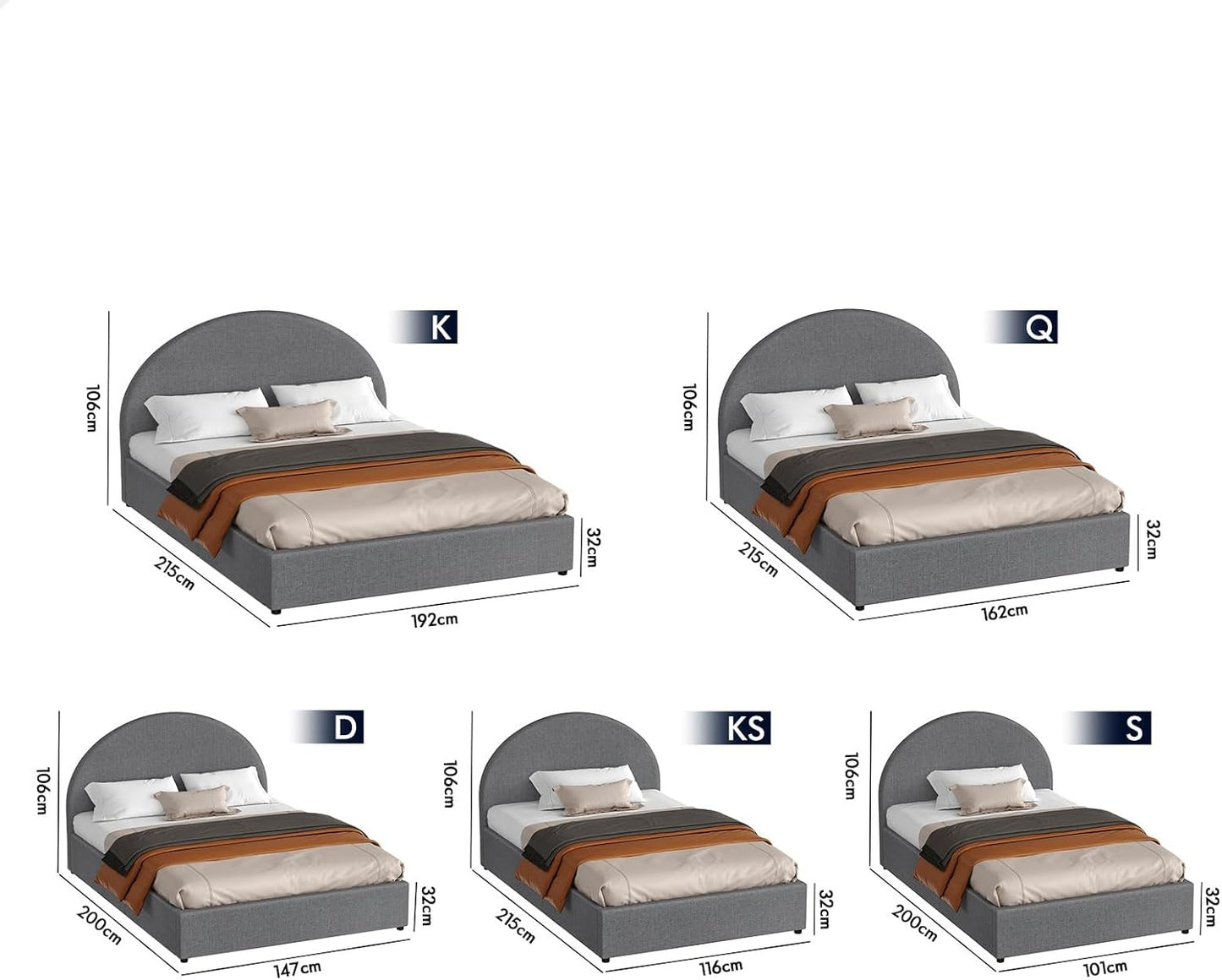 ALFORDSON Single Size Bed Frame with Padded Headboard, Gas Lift Bed Frame with Storage, Grey Fabric