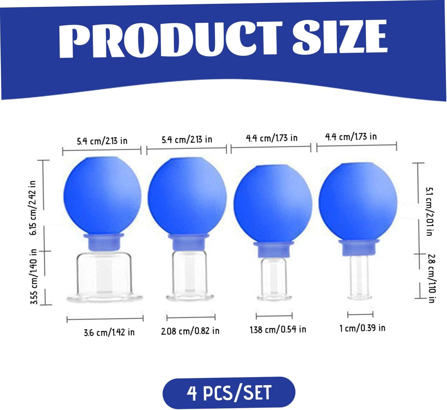 Face Cupping Set(4Pcs), Silicone Vacuum Suction Facial Cupping, Anti Cellulite, Anti Wrinkle and Ageless Skin, for Eyes, Face and Body Facial Set for