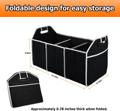 TSUGAMI Car Trunk Organizer, Foldable Storage Organizer with 3 Compartments, Large Capacity Storage Box for Auto, Portable Waterproof Bag for Cargo Trunk, Universal for SUV, Truck, Van