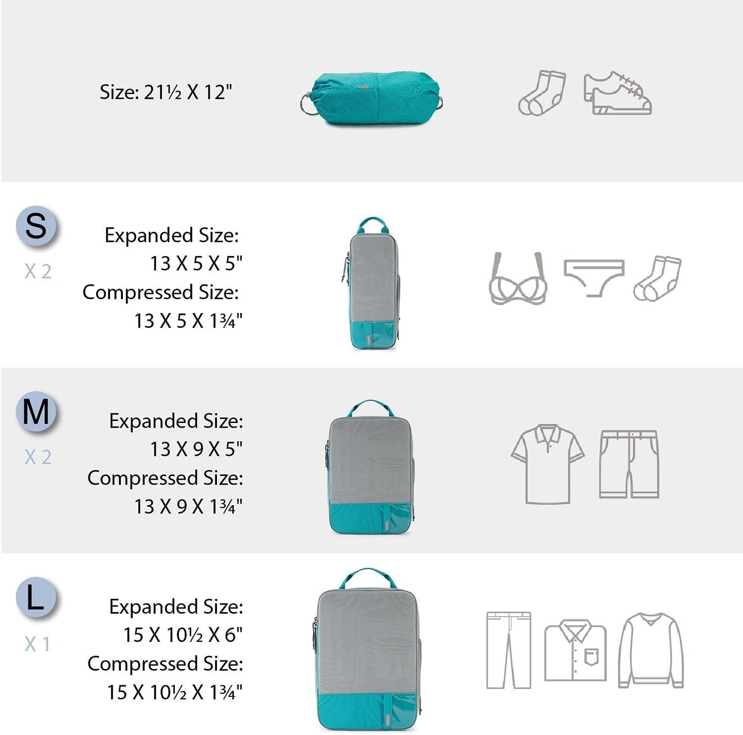 BAGSMART 6 Set Compression Packing Cubes, Lightweight Vacation Travel Essentials for Women, Travel Accessories for Suitcase Organizer Bags Set, Durable Luggage Organizer Bags