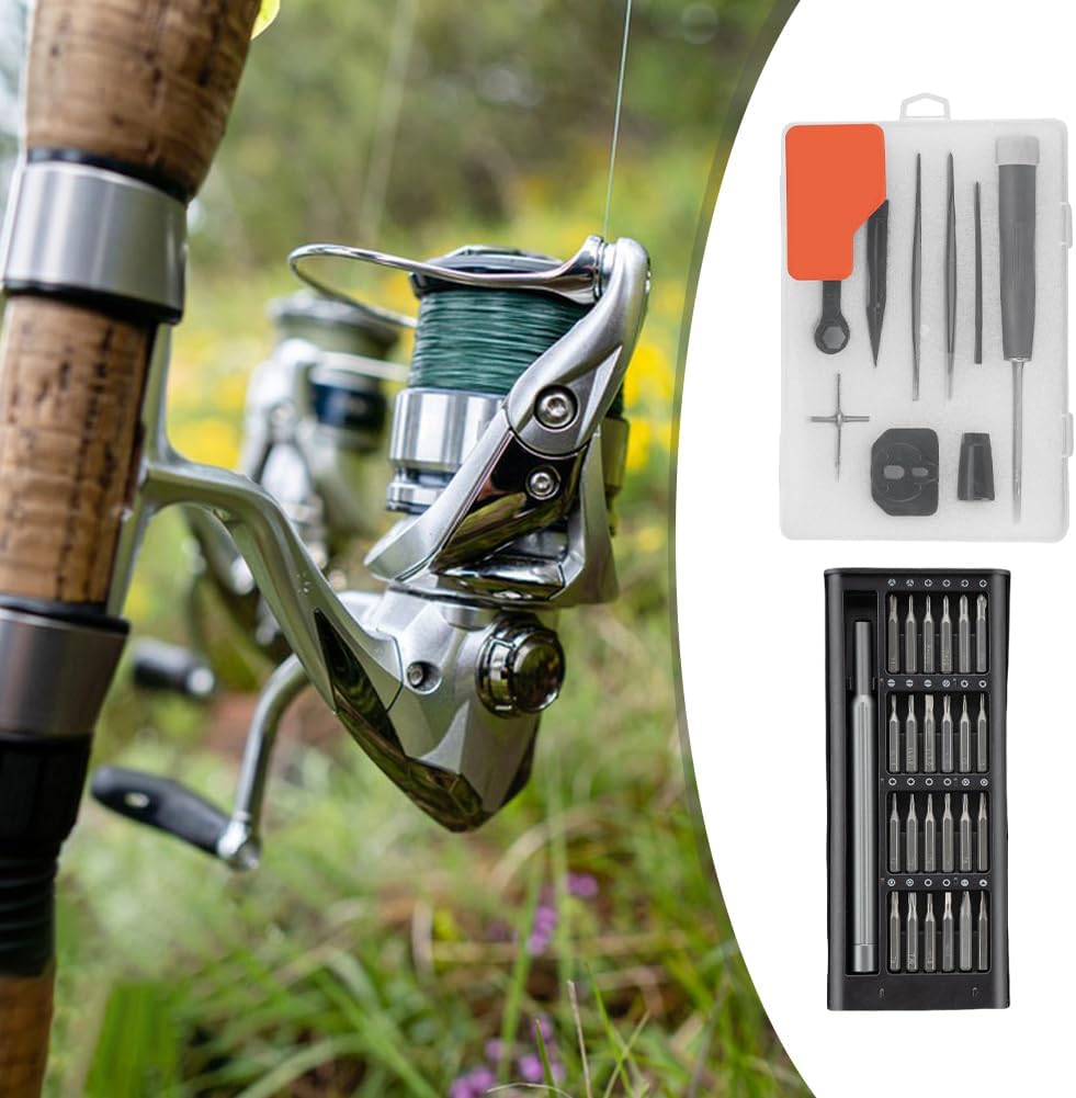 Huvqianu Fishing Reel Cleaning Kit, Portable Maintenance Tool Set, Multi Use Repair Wrench, Compact Organizer, Essential Gear Care, for Freshwater And Saltwater Reels