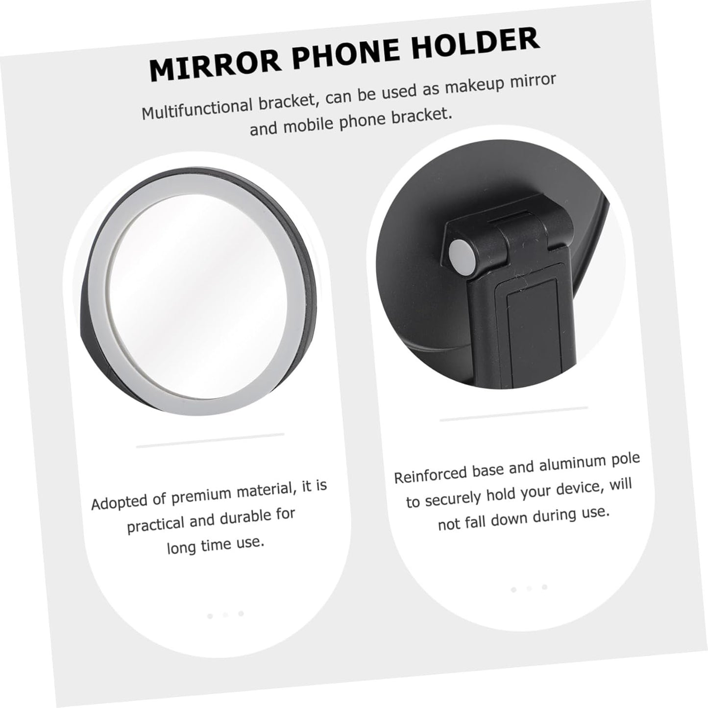 CHILDWEET Adjustable Mobile Phone Holder Desk Phone Stand Mirror Folding Design Compact for Travel for Live Streaming Entertainment