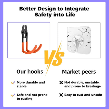 Rlipily 24 Pack Garage Hooks Steel Heavy Duty Garage Storage Hooks Utility Steel Wall Mount Garage Hanger&Organizer for Bikes,Garden Tools, Ladders, Bulk Items，Ropes and More Equipment