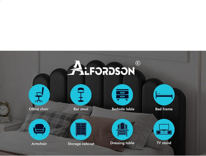 ALFORDSON Bed Frame with Gas Lift Storage Base Queen Size, Bed Platform Foundation with PU Leather Upholstered Tufted Headboard for Mattress Topper, Milton Black