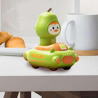 Push Car Toy for Baby | Cartoon Fruit Themed Press-Activated Car Toy | Interactive Cognitive Play Vehicle Set with 360-Degree Rotating Head | Educational Game for Babies, Perfect for Easter Basket