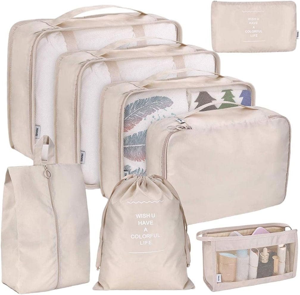 Yajuyi Travel Packing Cubes Set for Efficient Luggage Organization, beige